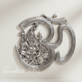 Metal Om Ganesha Hanging Statue Wall Decor Lucky Symbol for Home Glossy Finish Spiritual Wall Hanging