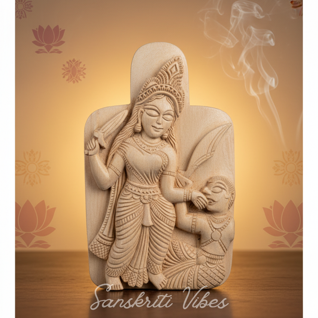 Maa Baglamukhi Kadam Wood Idol – Handcrafted Wooden Statue for Home Temple, Pooja, and Spiritual Décor