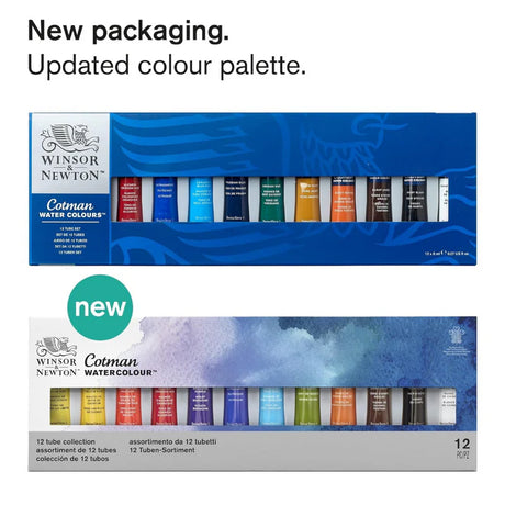 Winsor & Newton Cotman Watercolour 12 Tube Set - Professional Watercolour Paints for Artists - Retail Maharaj