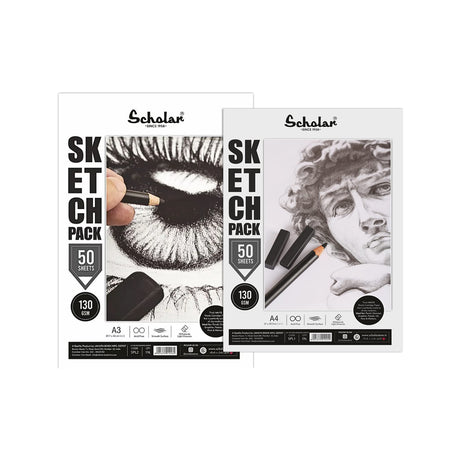 Scholar White Cartridge Drawing Paper Loose Sketch Sheets 130 GSM - Retail Maharaj