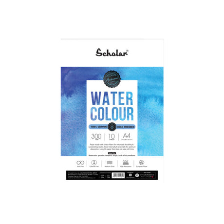 Scholar 100% Cotton Watercolour Medium Texture Paper Cut Packs 300 GSM - Retail Maharaj
