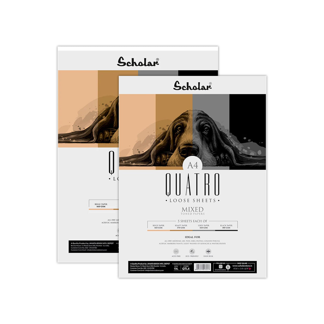 Scholar Quatro Mixed Toned Artist Paper Loose Sheets Pack - Retail Maharaj