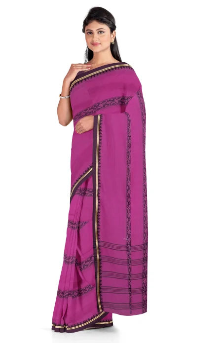Santipuri Cotton Saree – Magenta - Retail Maharaj