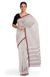 Santipuri Cotton Saree – Off White - Retail Maharaj