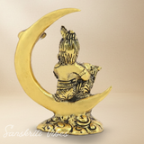 Bal Krishna Seated on Moon Motif | 4.5-Inch Aluminium Metal Decorative Showpiece for Home Temple & Gifting