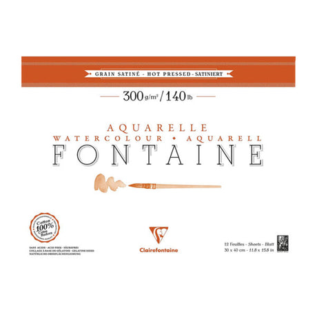 Clairefontaine Fontaine Hot Pressed Watercolour Pad 300 GSM - Retail Maharaj