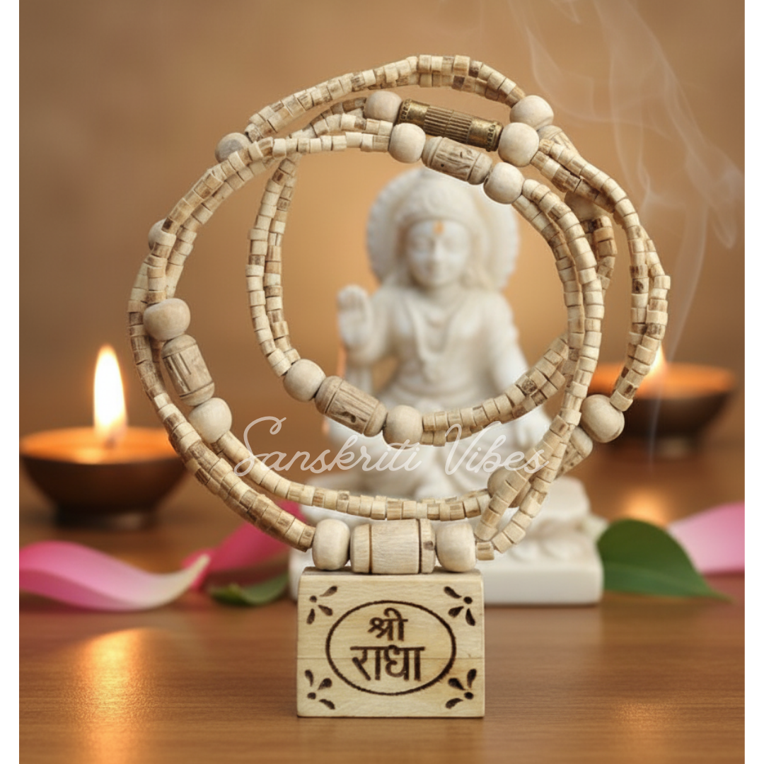 Shri Radha Naam Tulasi Bhaktmal in Double Layer String – Devotional Necklace for Spiritual Chanting and Blessings - Retail Maharaj