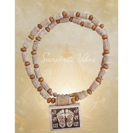 Shri Radha Charan Small Bhaktmal Kanthi Mala – Spiritual Tulsi Necklace for Devotees - Retail Maharaj