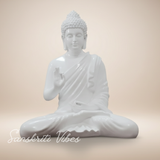 Decorative Buddha Meditation Pose Statue, White Ceramic, 35 cm Height - Retail Maharaj