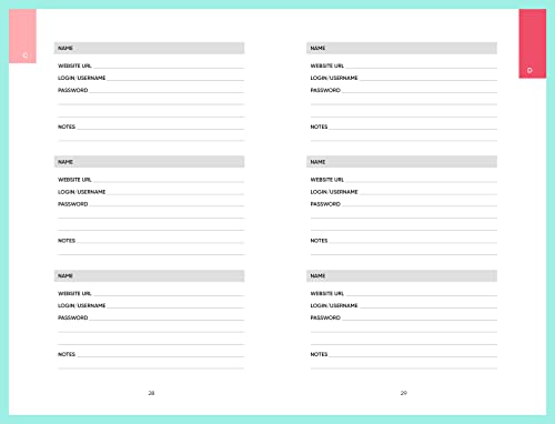 A-Z Password Book: Individual Letter Tabs to Quickly Access Login Information