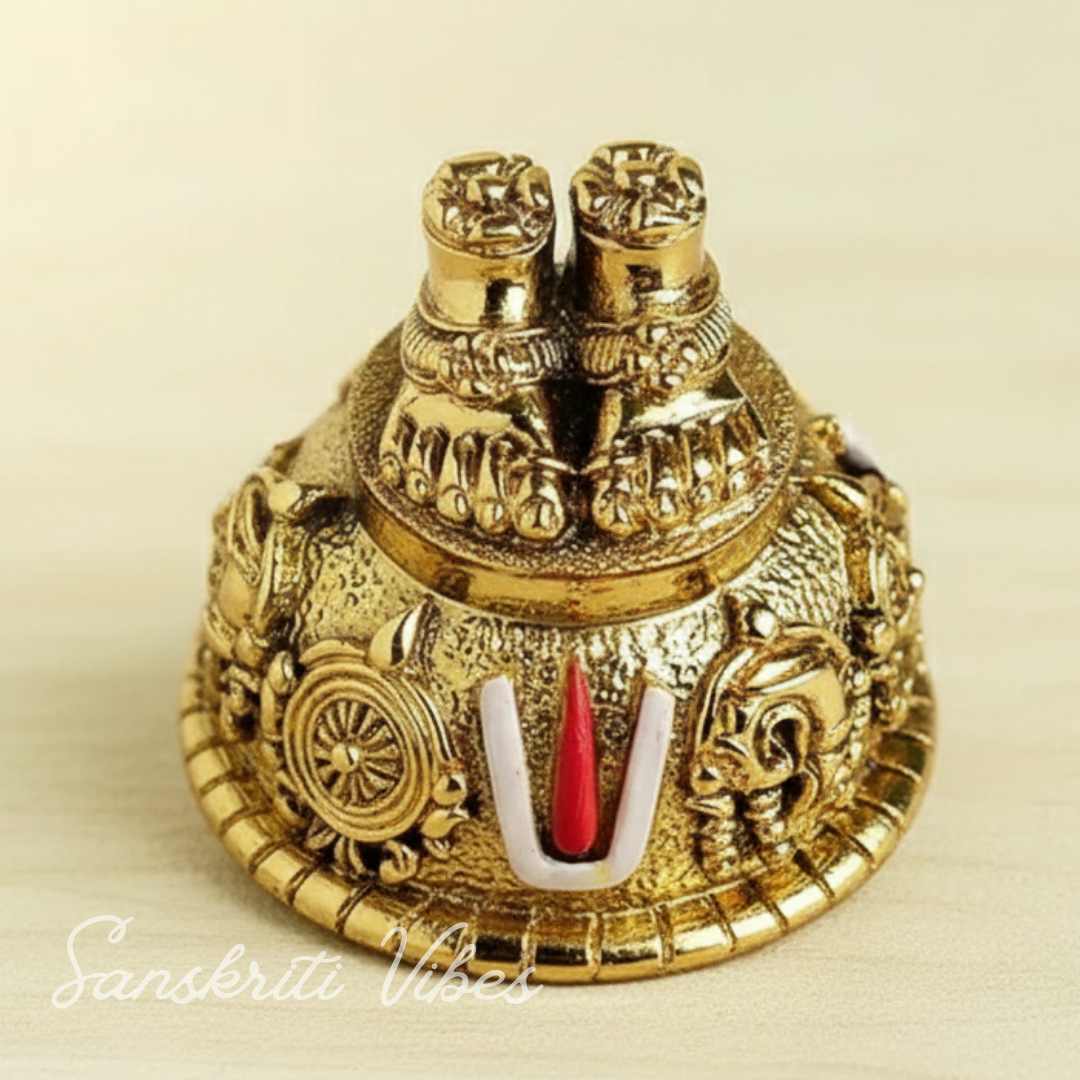 Lord Venkateswara Swami Tirupati Balaji Vishnu Charan Paduka with Shankh Chakra Tilak | Divine Paduka for Pooja Room, Home Temple & Car Dashboard