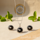 Silver Chain Tulsi Pendant with Tulsi Earrings Set Spiritual Jewelry for Devotion – Classic/Premium/Trendy