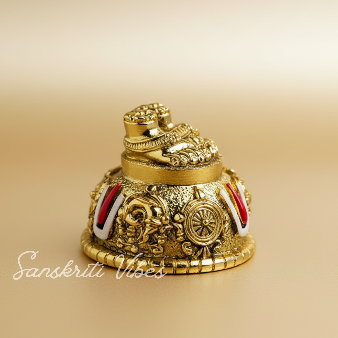 Lord Venkateswara Swami Tirupati Balaji Vishnu Charan Paduka with Shankh Chakra Tilak | Divine Paduka for Pooja Room, Home Temple & Car Dashboard