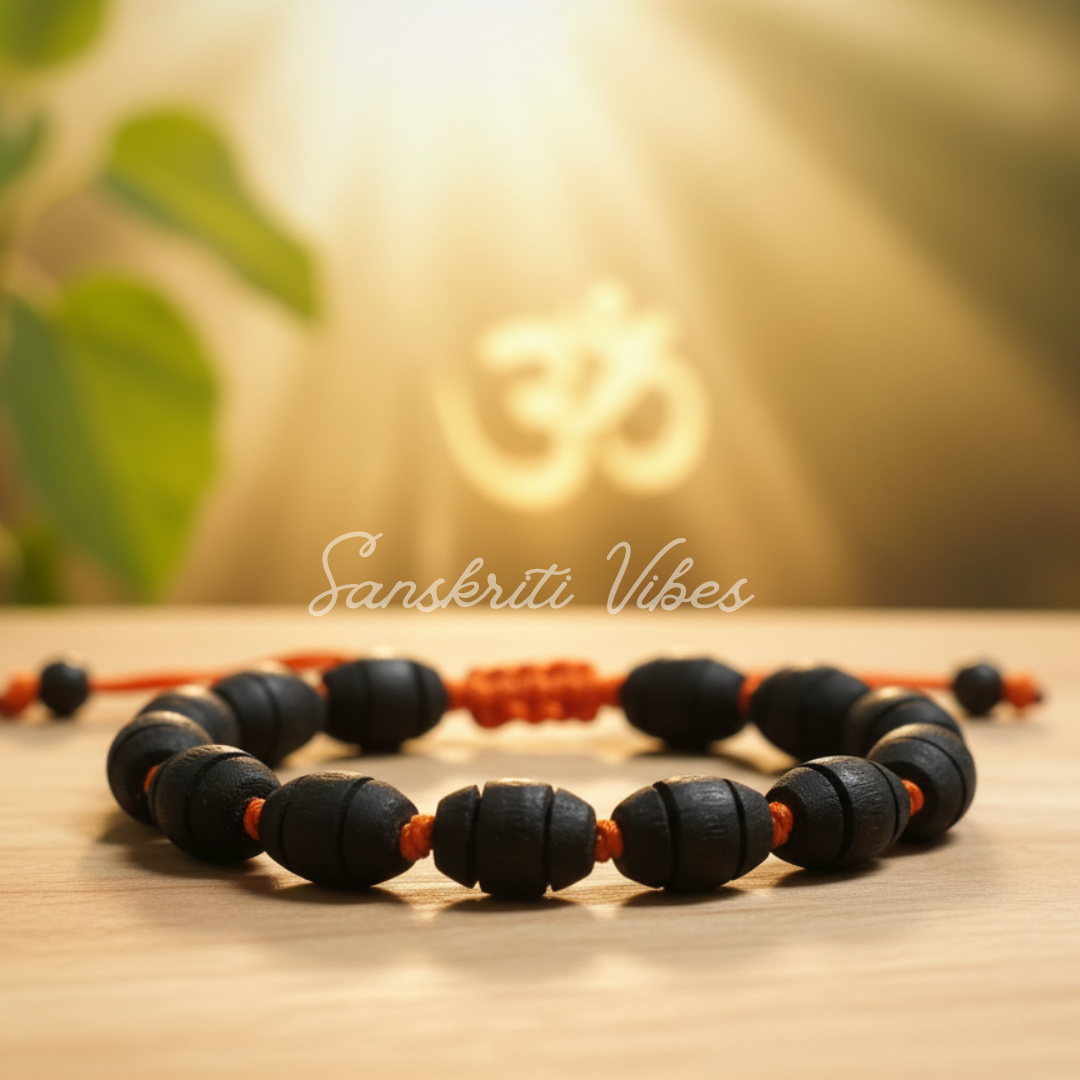 Tulsi Beads Bracelet – Handcrafted Mirdang Knotted Devotional Bracelet for Spiritual Wellbeing