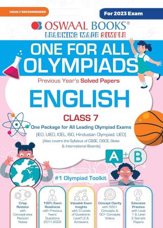 Oswaal One For All Olympiads Previous Year's Solved Papers Class 7 English - Retail Maharaj