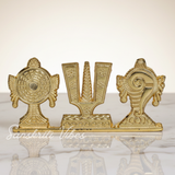 Tirupati Balaji Shankh Chakra Namah Symbol Stand | Gold-Plated Antique Decorative Idol for Car Dashboard & Home Temple