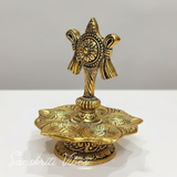 Tirupati Balaji Panch Mukhi Diya with Chakra Stand | Gold-Plated 5 Batti Metal Diya for Home & Office Pooja Room Decoration