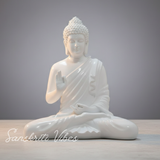 Decorative Buddha Meditation Pose Statue, White Ceramic, 35 cm Height - Retail Maharaj