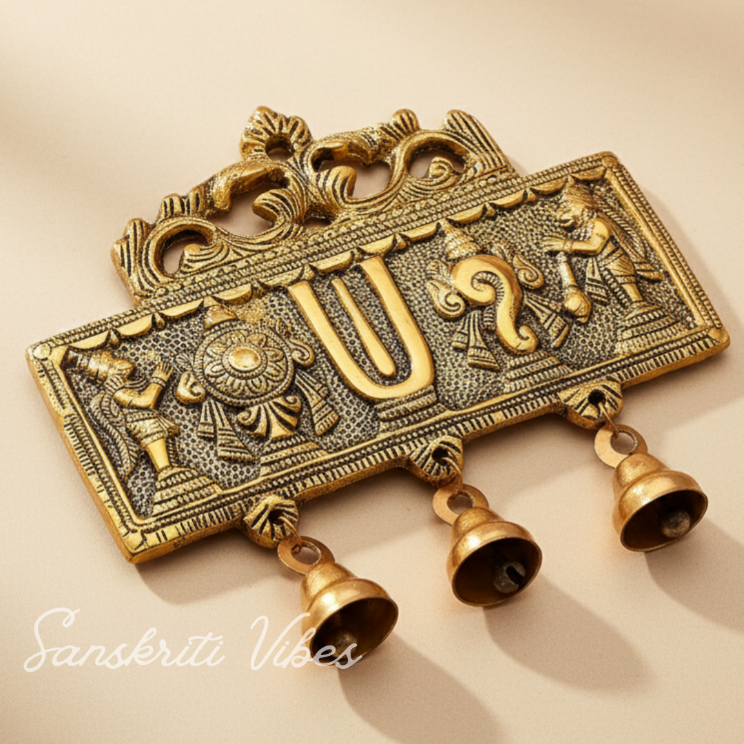 Wall Hanging Tirupati Balaji Shankh Chakra Tilak with Hanuman Ji & Garud | Gold-Plated Decorative Symbol for Home Temple & Entrance