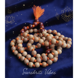 White and Red Pure Sandalwood Japa Mala Premium 12 mm Natural Chandan Mala for Meditation Chanting Spiritual Healing and Positivity