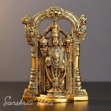 Tirupati Balaji Metal Statue | Sri Venkateswara Murti | Glossy Gold-Plated Aluminium Idol for Home Temple & Office Decoration