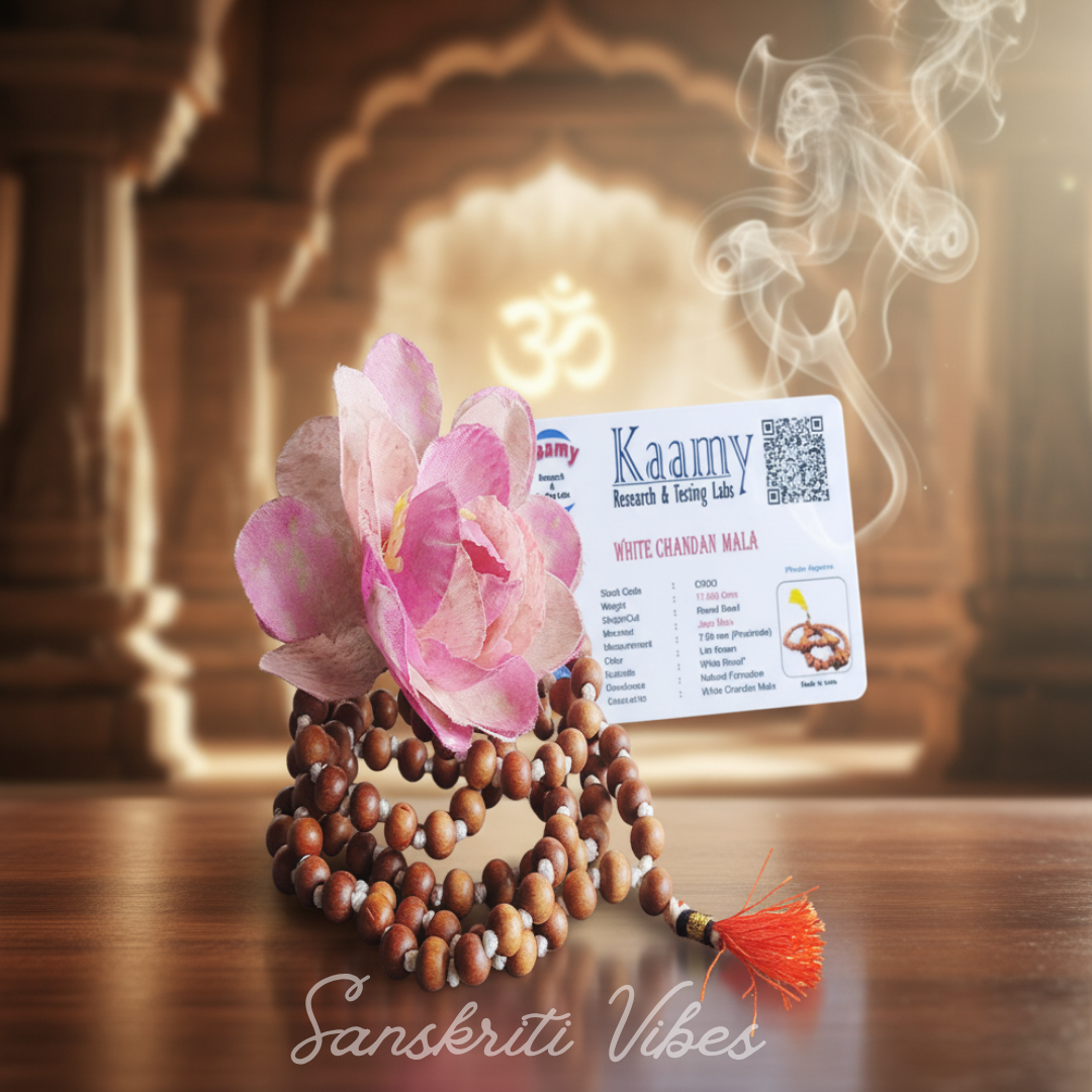 Sandalwood Chandan Mala 7 mm with Lab Test Certificate Energized Original Sandalwood Japa Mala for Meditation and Prayer