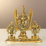 Tirupati Balaji Venkateswara Swami Idol with Shankh Chakra Tilak Namah | Gold-Plated Antique Decorative Statue for Home Temple & Office