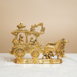 Lord Krishna and Arjun Rath Chariot with Two Horses – Metal Decorative Showpiece for Home Temple & Pooja by Sanskriti Vibes | Glossy Finish