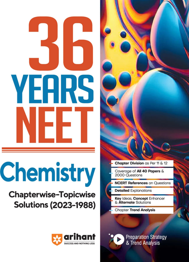 Arihant 36 Years' Chapterwise Topicwise Solutions NEET Chemistry 1988-2023 Eighth Edition - Retail Maharaj