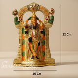 Tirupati Balaji Metal Decorative Statue | Gold-Plated Glossy Showpiece for Home Temple, Pooja Room & Office Desk