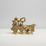 Lord Krishna and Arjun Rath Chariot with Two Horses – Metal Decorative Showpiece for Home Temple & Pooja by Sanskriti Vibes | Glossy Finish