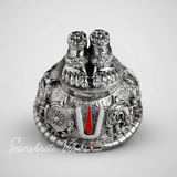 Tirupati Balaji Vishnu Charan Paduka Silver-Plated | Venkateswara Swami Shankh Chakra Tilak Namah Symbol for Home Temple & Car Dashboard