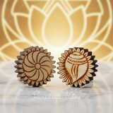 Shank Chakra Neem Wood Studs Traditional Handmade Earrings for Spiritual Protection and Devotional Wear