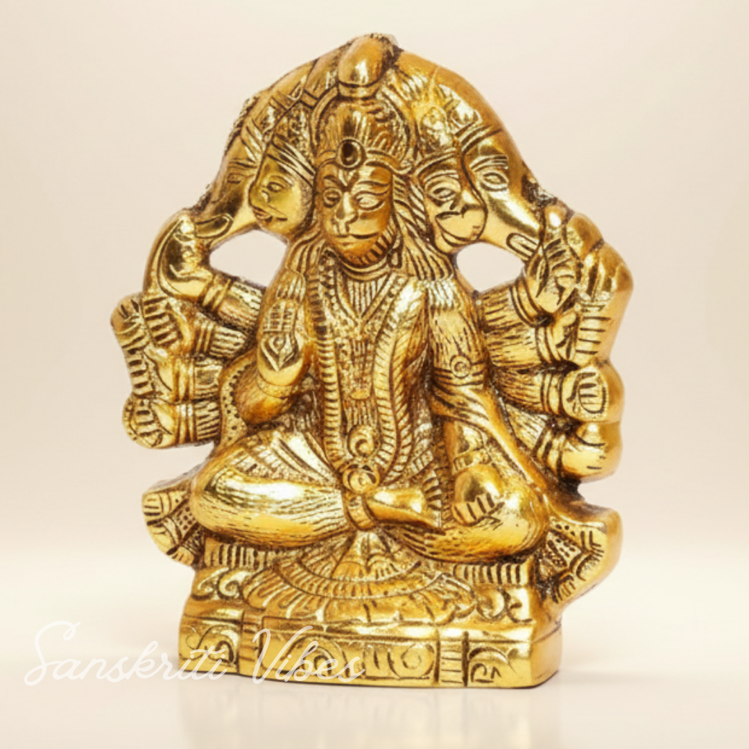 Metal Panchmukhi Hanuman Ji Murti / Panchmukhi Bajrangbali - 13 Cm (Aluminium)
