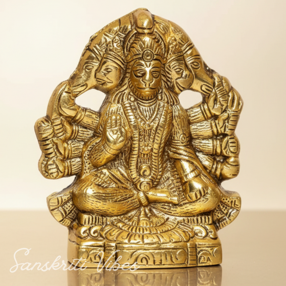 Metal Panchmukhi Hanuman Ji Murti / Panchmukhi Bajrangbali - 13 Cm (Aluminium)