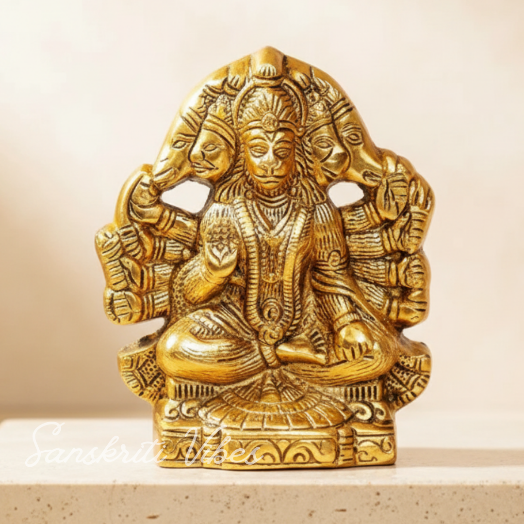 Metal Panchmukhi Hanuman Ji Murti / Panchmukhi Bajrangbali - 13 Cm (Aluminium)