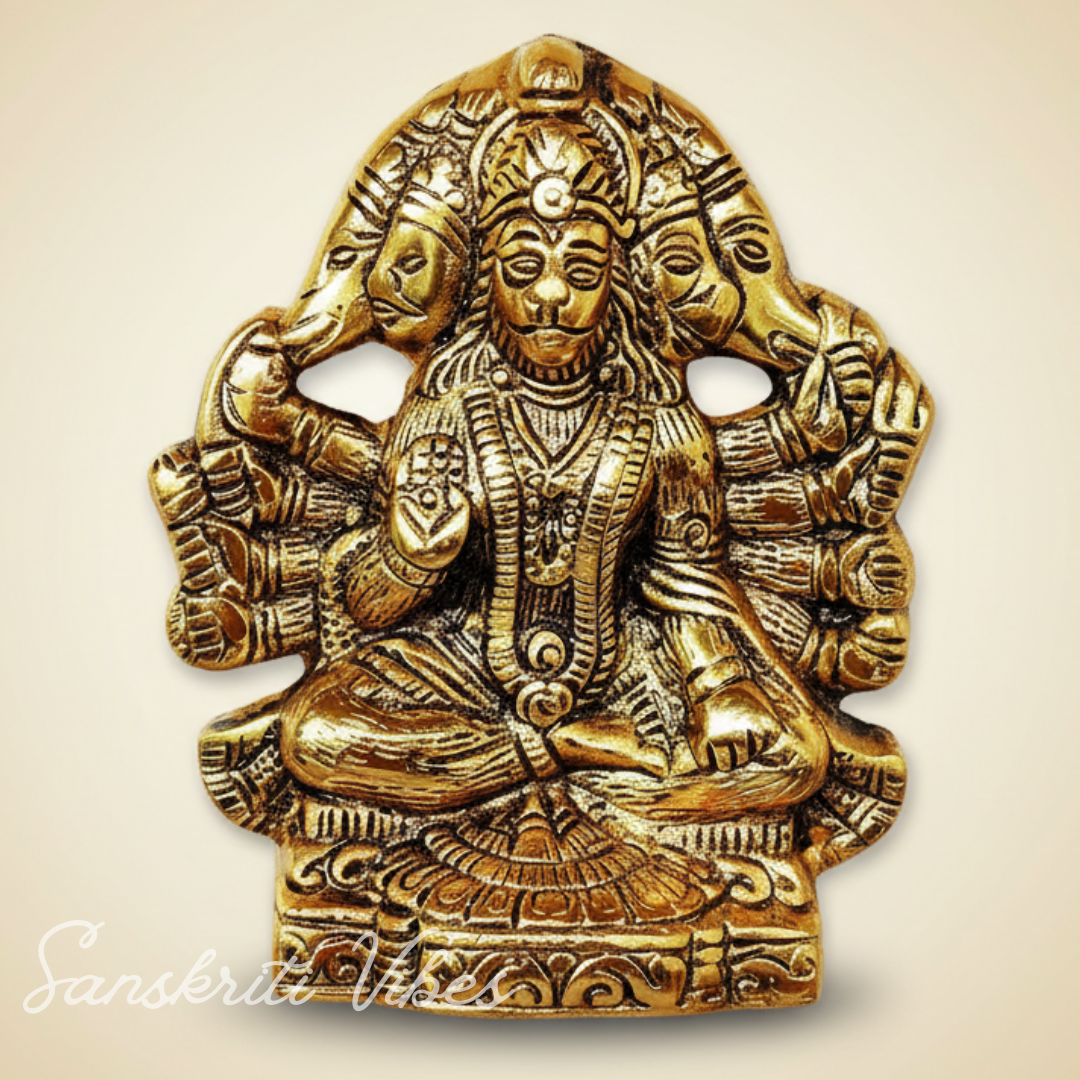 Metal Panchmukhi Hanuman Ji Murti / Panchmukhi Bajrangbali - 13 Cm (Aluminium)
