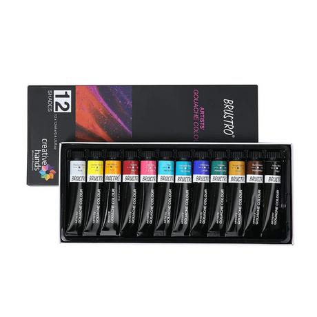 Brustro Artists Gouache Colour Paint Set 12 Colours 12ml Tubes - Retail Maharaj
