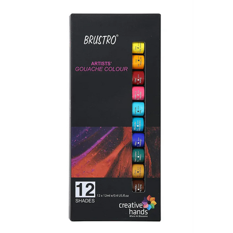Brustro Artists Gouache Colour Paint Set 12 Colours 12ml Tubes - Retail Maharaj