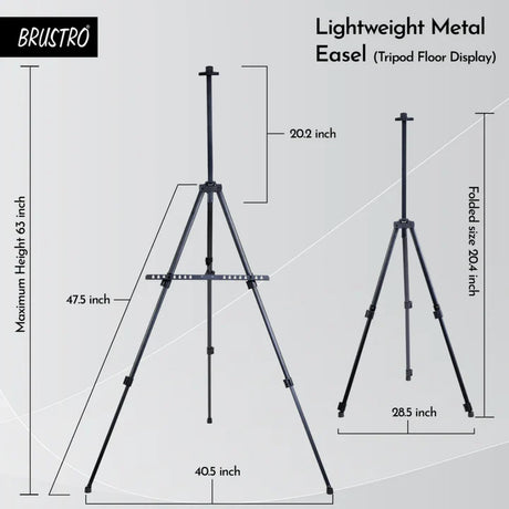Brustro Lightweight Metal Easel Stand for Painting Display and Outdoor Use - Retail Maharaj