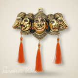 Metal Panchmukhi Hanuman Ji Murti for Door Entrance Statue Wall Hanging Showpiece with Silk Latakan in Gold Finish - Sanskriti Vibes