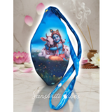 Three-Side Printed Gau Sewa Govinda Seva Japa Bag – Digital Printed Cotton Bead Bag in Blue - Retail Maharaj