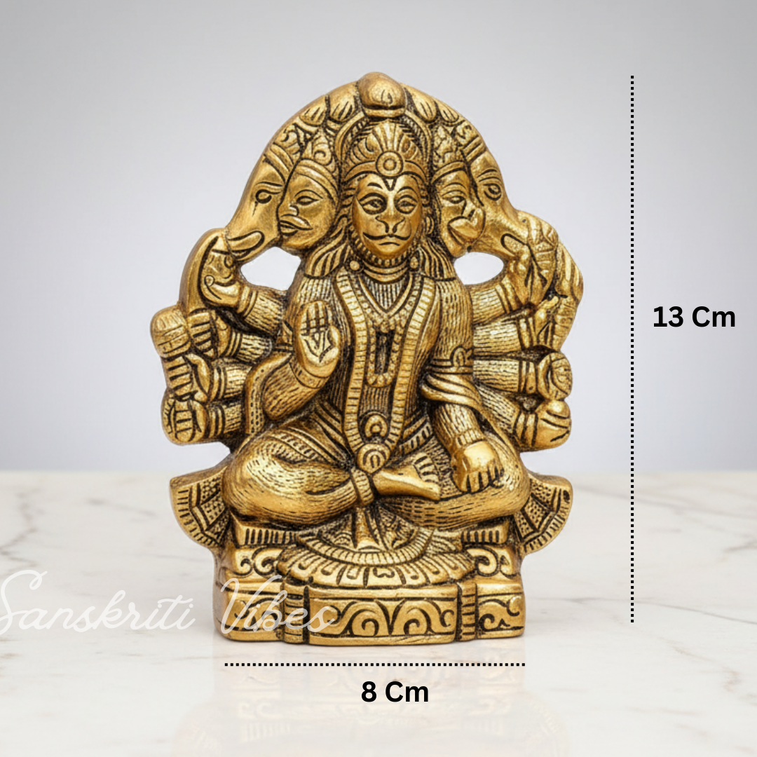 Metal Panchmukhi Hanuman Ji Murti Bajrangbali Idol Door Entrance Statue for Home Decor Gifting Protection from Evil Eye - Sanskriti Vibes
