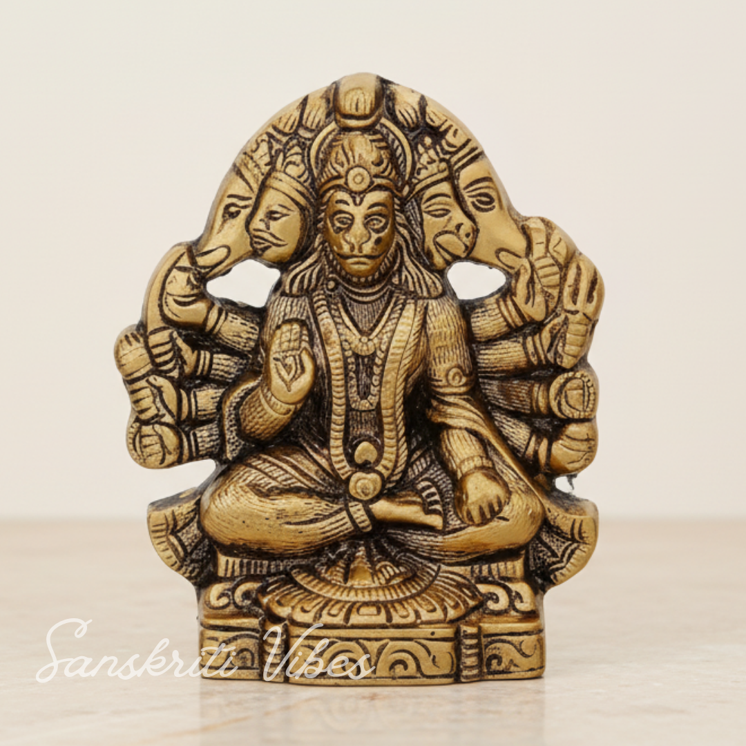Metal Panchmukhi Hanuman Ji Murti Bajrangbali Idol Door Entrance Statue for Home Decor Gifting Protection from Evil Eye - Sanskriti Vibes