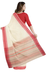 Begumpuri Cotton Saree – White and Red - Retail Maharaj