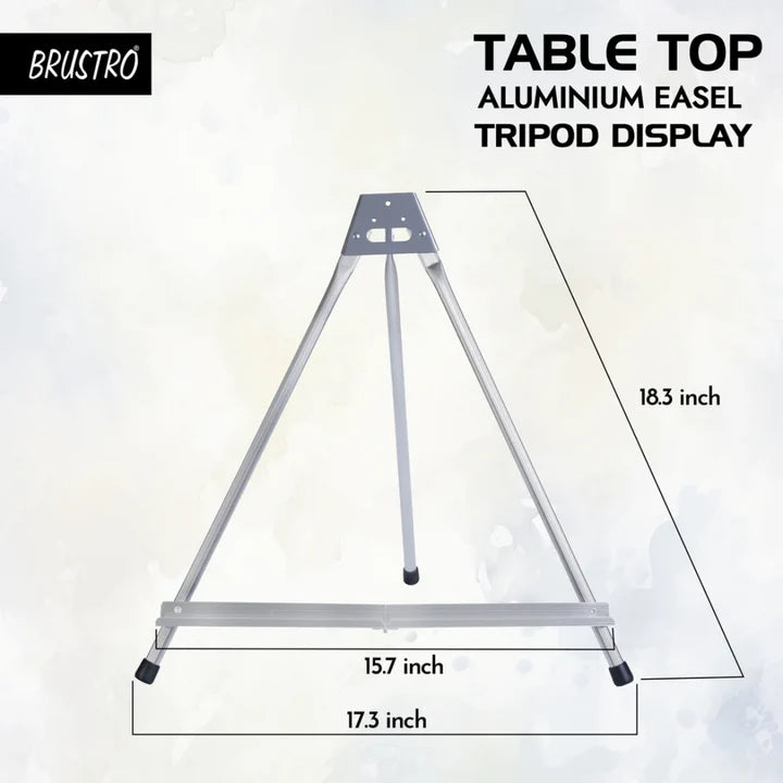 Brustro Aluminum Tabletop Easel – Tri-Pod Design with Rubber Feet, Holds Canvas up to 20” - Retail Maharaj
