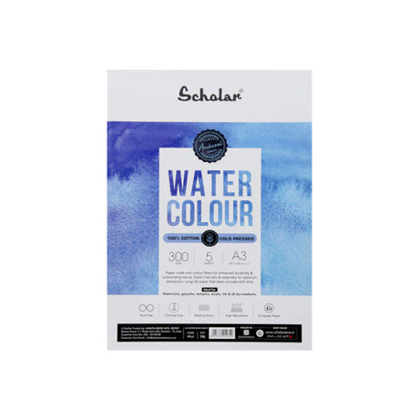 Scholar 100% Cotton Watercolour Medium Texture Paper Cut Packs 300 GSM - Retail Maharaj