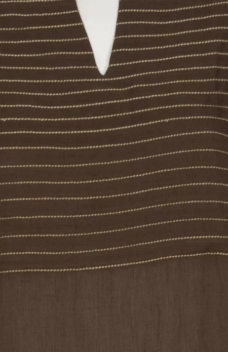 Embroidered Cotton Kameez – Brown - Retail Maharaj
