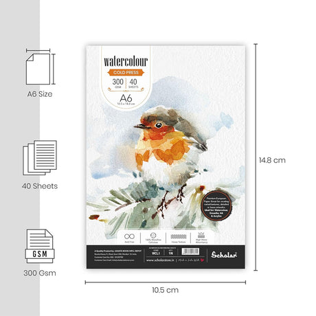 Scholar Watercolour Cold Pressed Paper Cut Packs 300 GSM Rough Texture - Retail Maharaj