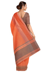 Handwoven Dhaniakhali Cotton Saree – Apricot - Retail Maharaj